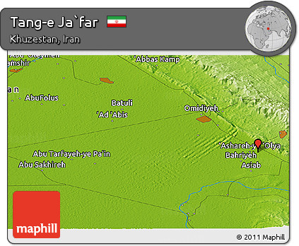 Physical Panoramic Map of Tang-e Ja`far