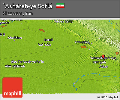 Physical Panoramic Map of `Ashāreh-ye Soflá