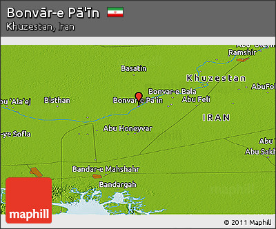Physical Panoramic Map of Bonvār-e Pā'īn