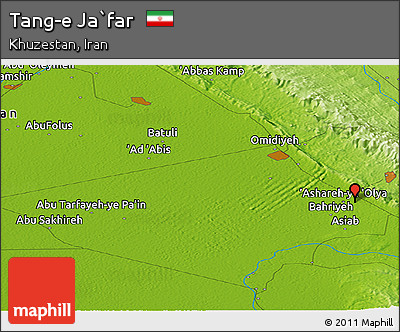 Physical Panoramic Map of Tang-e Ja`far