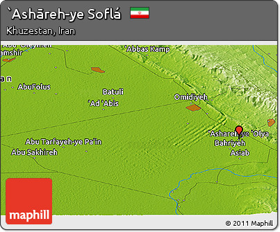 Physical Panoramic Map of `Ashāreh-ye Soflá