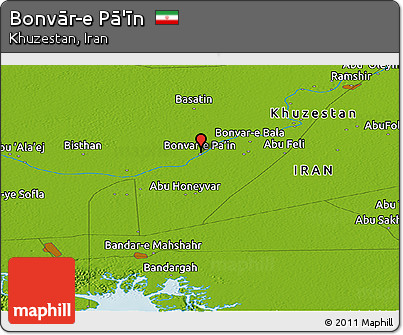 Physical Panoramic Map of Bonvār-e Pā'īn