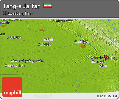 Physical Panoramic Map of Tang-e Ja`far