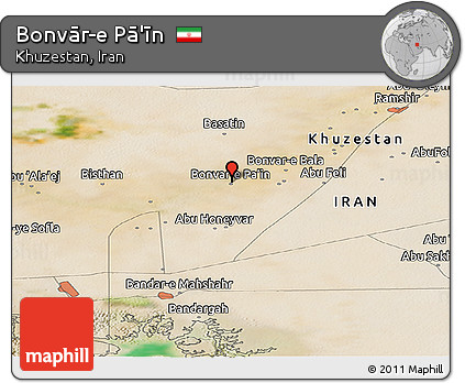Satellite Panoramic Map of Bonvār-e Pā'īn