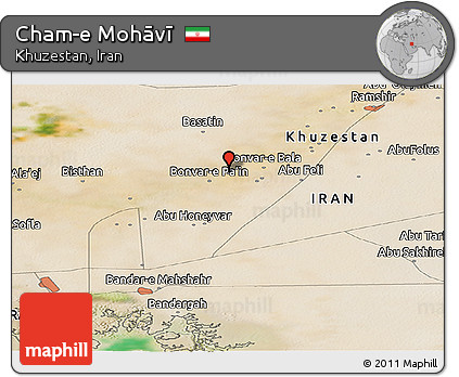 Satellite Panoramic Map of Cham-e Mohāvī