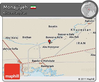 Shaded Relief Panoramic Map of Monajjīyeh