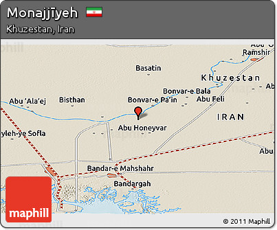 Shaded Relief Panoramic Map of Monajjīyeh