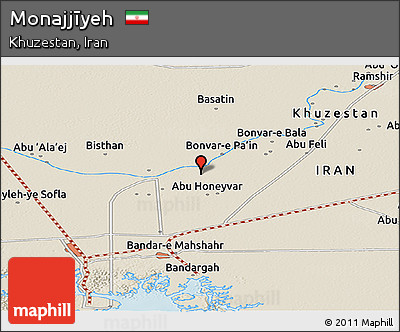Shaded Relief Panoramic Map of Monajjīyeh