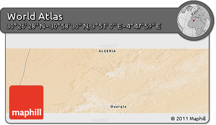 Satellite Panoramic Map of the Area around 30° 42' 29" N, 4° 19' 30" E