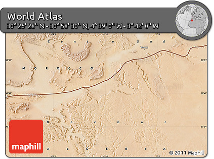 Satellite Map of the Area around 30° 42' 29" N, 4° 10' 30" W