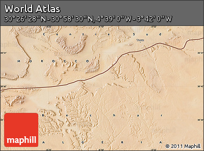 Satellite Map of the Area around 30° 42' 29" N, 4° 10' 30" W
