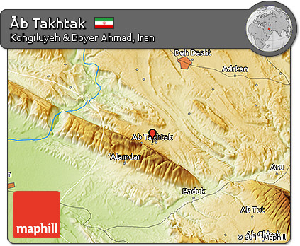 Physical 3D Map of Āb Takhtak