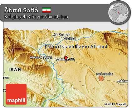 Physical 3D Map of Ābmū Soflá
