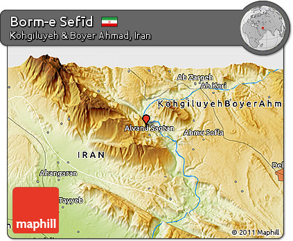 Physical 3D Map of Borm-e Sefīd