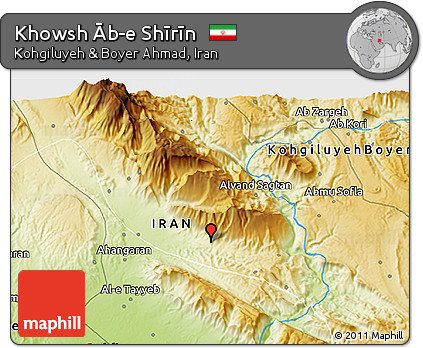 Physical 3D Map of Khowsh Āb-e Shīrīn