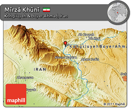 Physical 3D Map of Mīrzā Khūnī