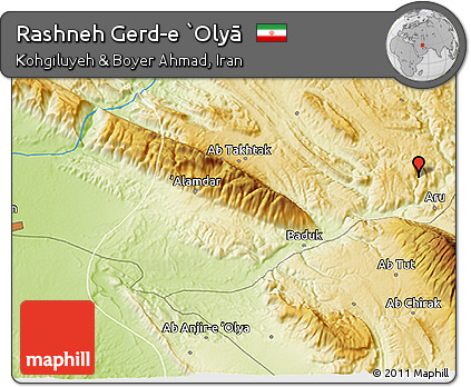 Physical 3D Map of Rashneh Gerd-e `Olyā