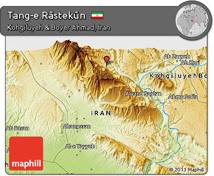 Physical 3D Map of Tang-e Rāstekūn