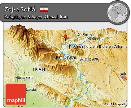 Physical 3D Map of Zoj-e Soflá