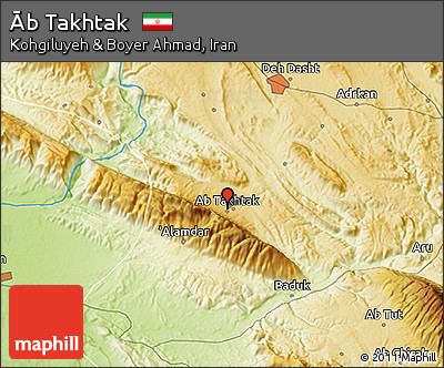 Physical 3D Map of Āb Takhtak