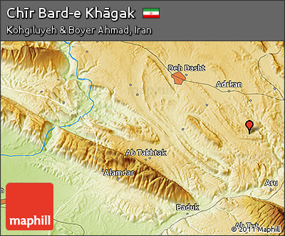 Physical 3D Map of Chīr Bard-e Khāgak