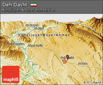 Physical 3D Map of Deh Dasht