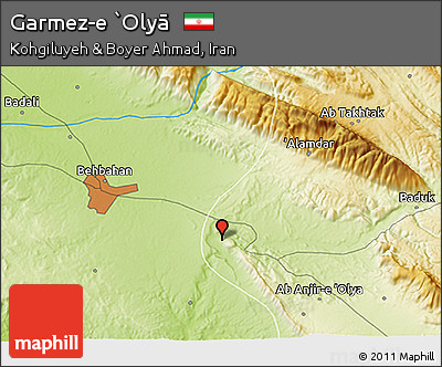 Physical 3D Map of Garmez-e `Olyā