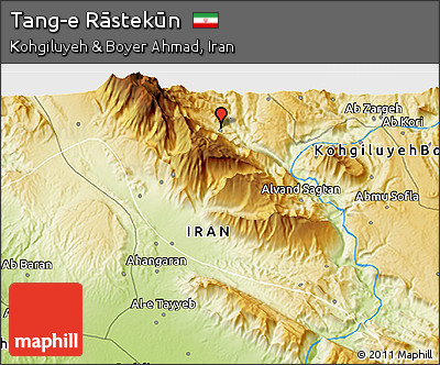 Physical 3D Map of Tang-e Rāstekūn