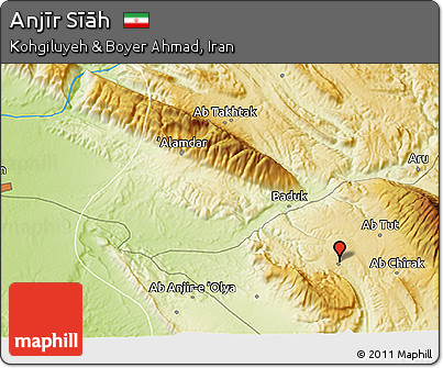 Physical 3D Map of Anjīr Sīāh