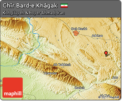 Physical 3D Map of Chīr Bard-e Khāgak