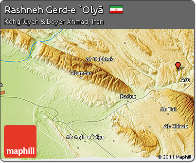 Physical 3D Map of Rashneh Gerd-e `Olyā
