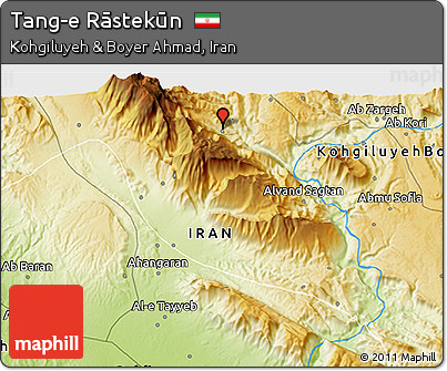 Physical 3D Map of Tang-e Rāstekūn