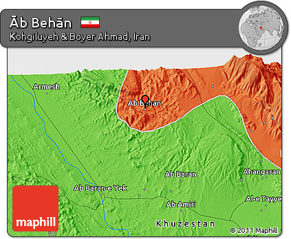 Political 3D Map of Āb Behān