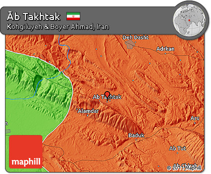 Political 3D Map of Āb Takhtak