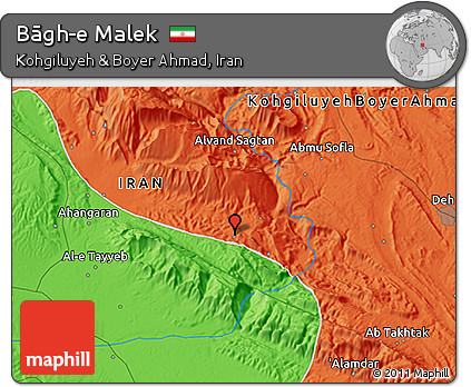 Political 3D Map of Bāgh-e Malek
