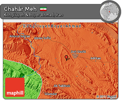 Political 3D Map of Chahār Meh