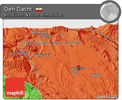 Political 3D Map of Deh Dasht