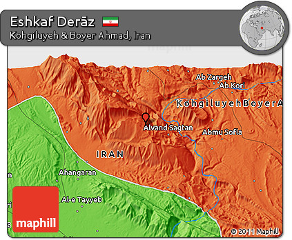 Political 3D Map of Eshkaf Derāz