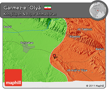 Political 3D Map of Garmez-e `Olyā