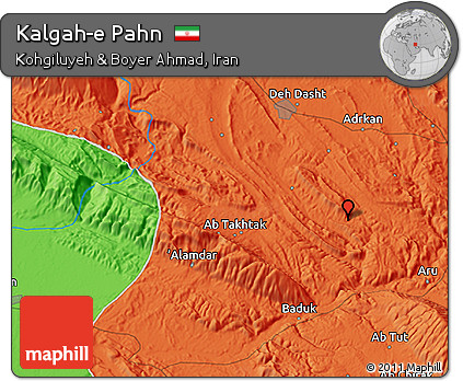 Political 3D Map of Kalgah-e Pahn