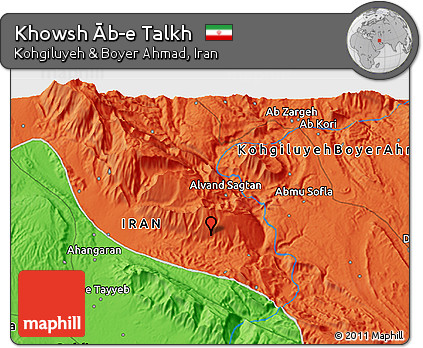 Political 3D Map of Khowsh Āb-e Talkh