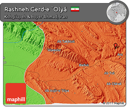 Political 3D Map of Rashneh Gerd-e `Olyā