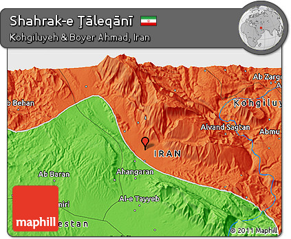 Political 3D Map of Shahrak-e Ţāleqānī