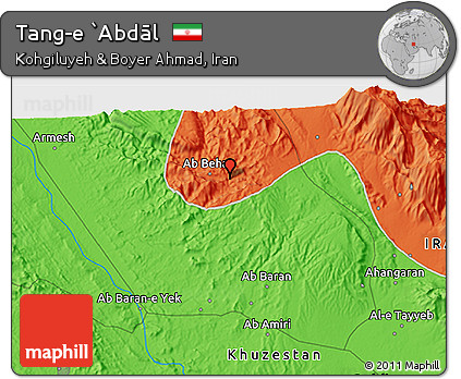 Political 3D Map of Tang-e `Abdāl