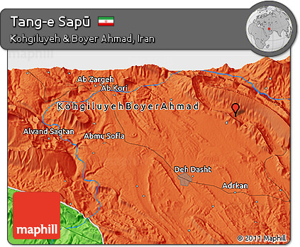 Political 3D Map of Tang-e Sapū