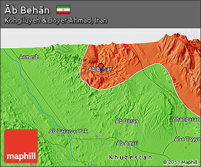 Political 3D Map of Āb Behān