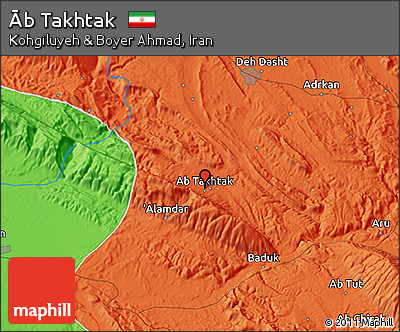 Political 3D Map of Āb Takhtak