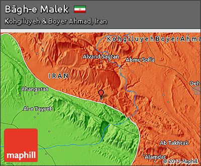 Political 3D Map of Bāgh-e Malek