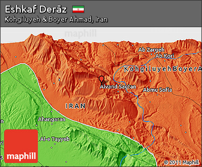 Political 3D Map of Eshkaf Derāz