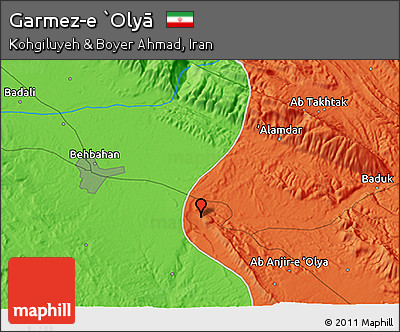 Political 3D Map of Garmez-e `Olyā
